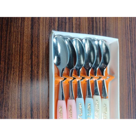 Vintage Small Spoon 6 Piece Colorful Handles Knotts Berry Farm Advertising - Picture 6 of 9
